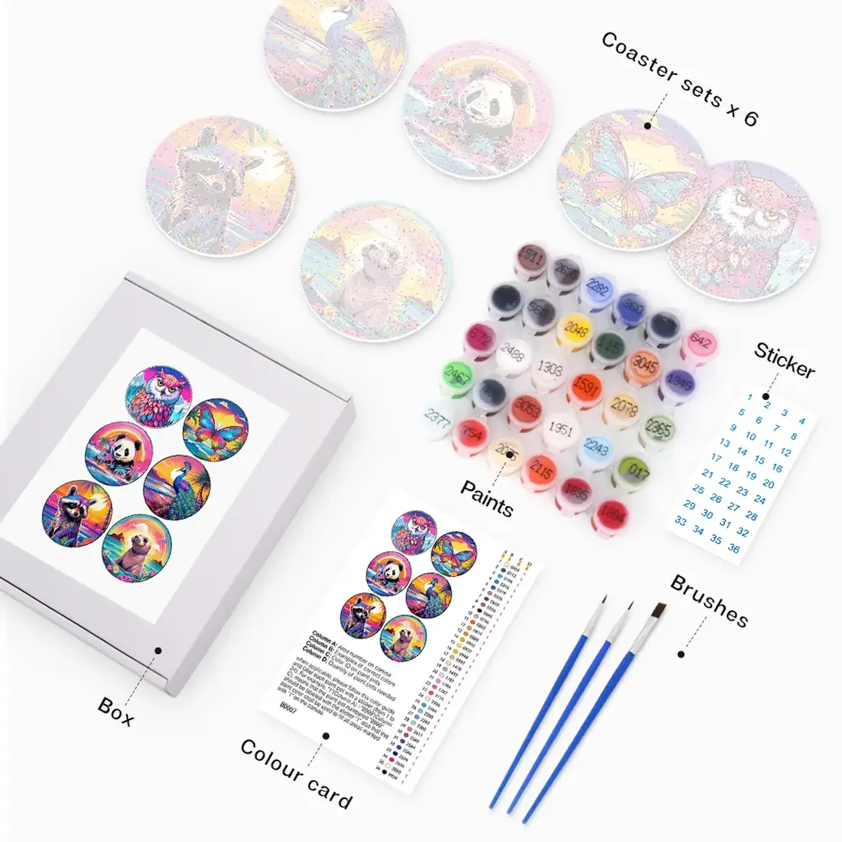 Cute Animals and Birds DIY Coaster 1 Cute Animals and Birds Coasters DIY paint By Numbers 1 1 1 DIY paintings - Paint by numbers - Diamond Painting