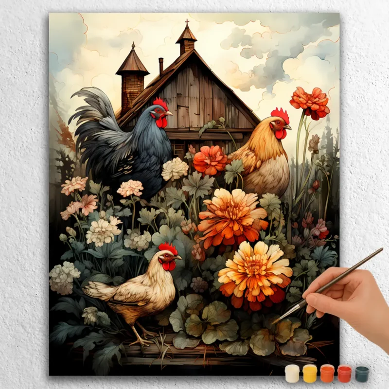 Niedliche-Bauernhoftiere-2971 Niedliche Bauernhoftiere Hahnenkrähen