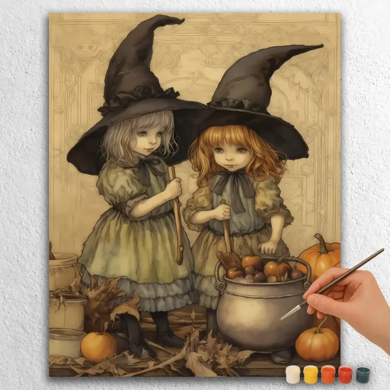 Cute-Witches-Diamond-Paintings-PCART1 Två Söta Häxor