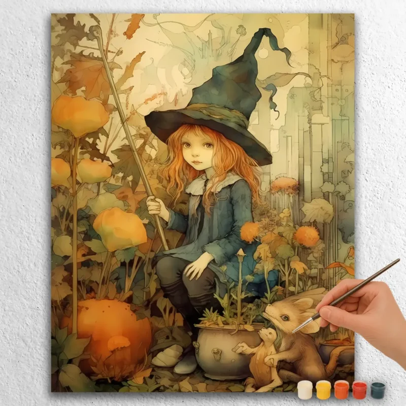 Cute-Witches-Diamond-Paintings-PCART7 Söt Häxa på Äng