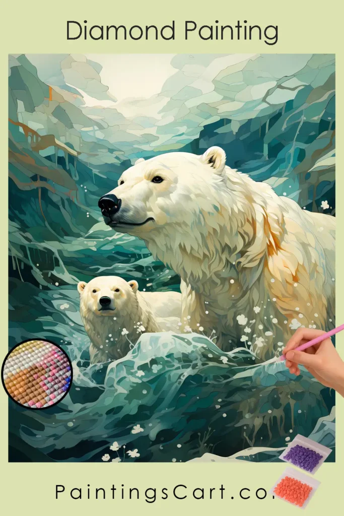 White Polar Bear in Sea