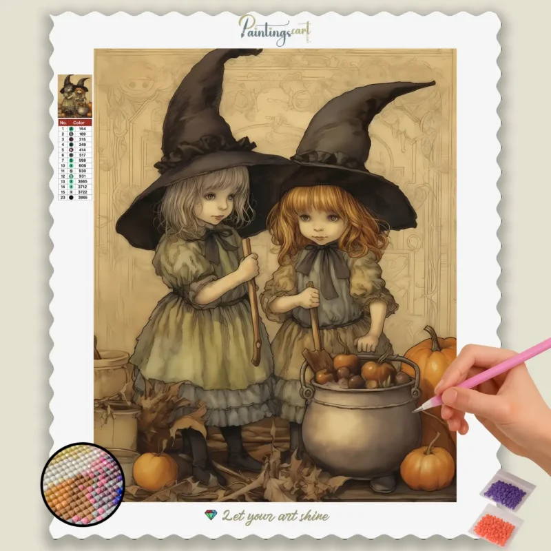 Cute_Witches_Diamond_Paintings_PCART1_base-diamond-painting-paintingscart Twee Schattige Heksen