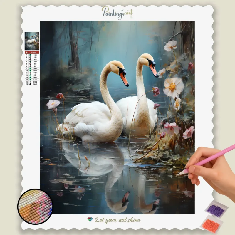 Cute_Woodland_91103_base-diamond-painting-paintingscart Coppia del Cigno Bianco