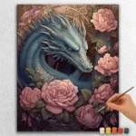 Dragon Fantastique Sombre avec des Fleurs