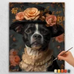 Chien Mignon et Roses