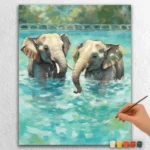 Éléphants dans l'eau