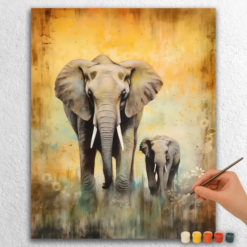 Bébé éléphant avec sa mère