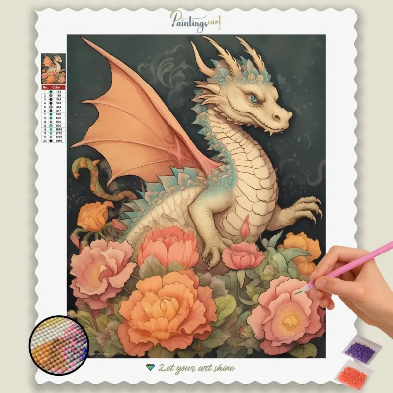 Floral_Dragon_161527_base-diamond-painting-paintingscart Söt Blommig Drake