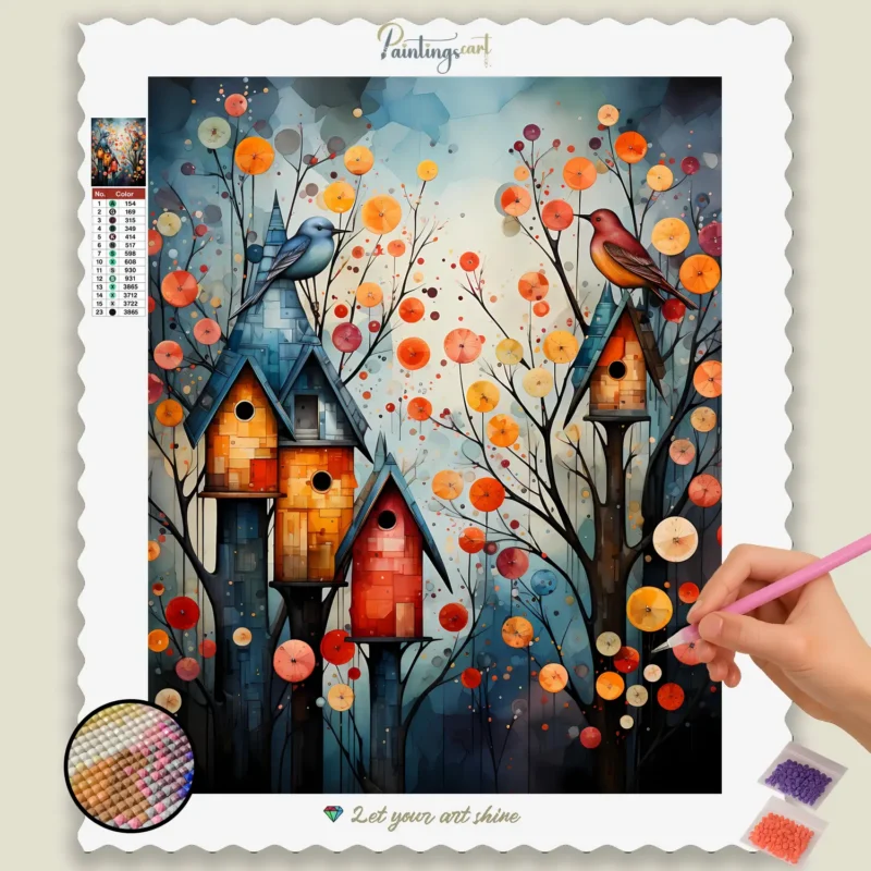 Geometric_Spring_141595_base-diamond-painting-paintingscart Vogels in de Lente