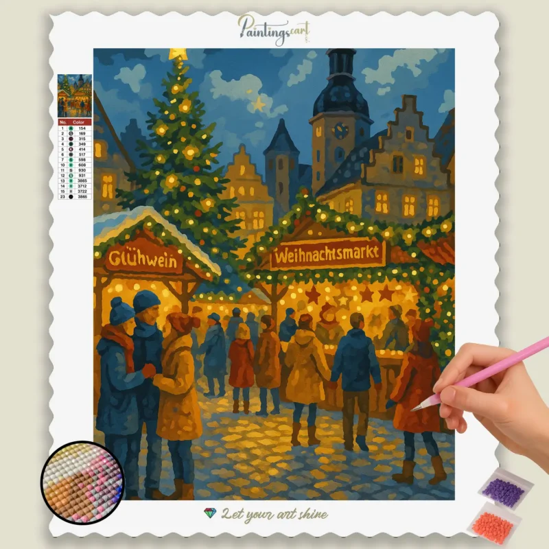 German_Weihnachtsmarkt_at_Dusk_base-diamond-painting-paintingscart German_Weihnachtsmarkt_at_Dusk