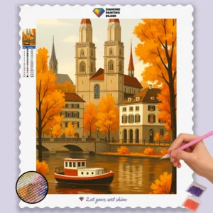 Diamond Painting Kits: 5D Diamond Art & Custom Kits | PaintingsCart 17 Herbststimmung_am_Grossmunster_in_Zurich