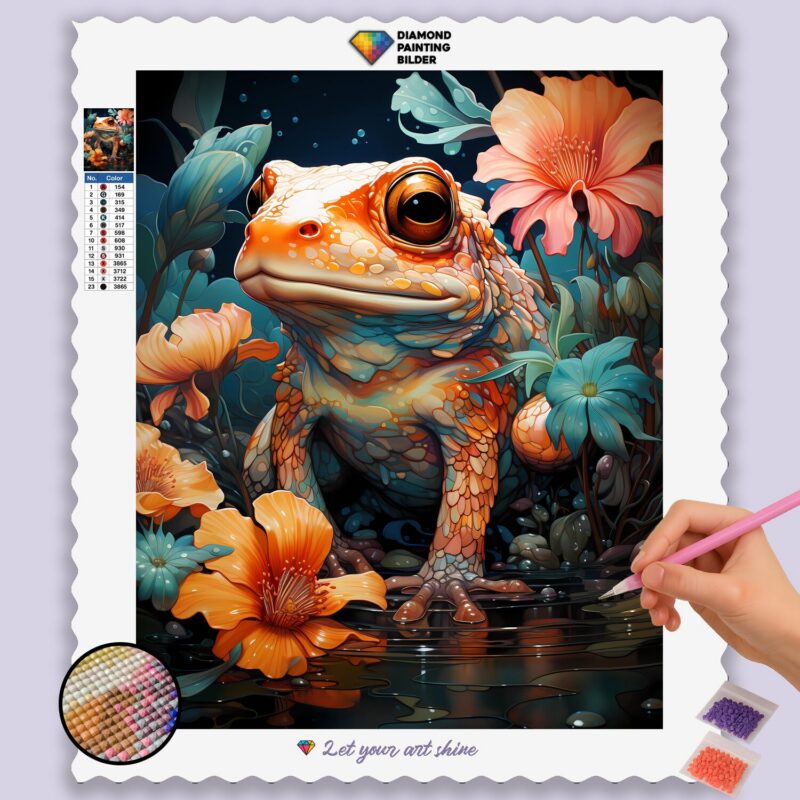 Kawaii_Animal_152020_base-diamond-painting-paintingscart De Kikker Kawaii-stijl