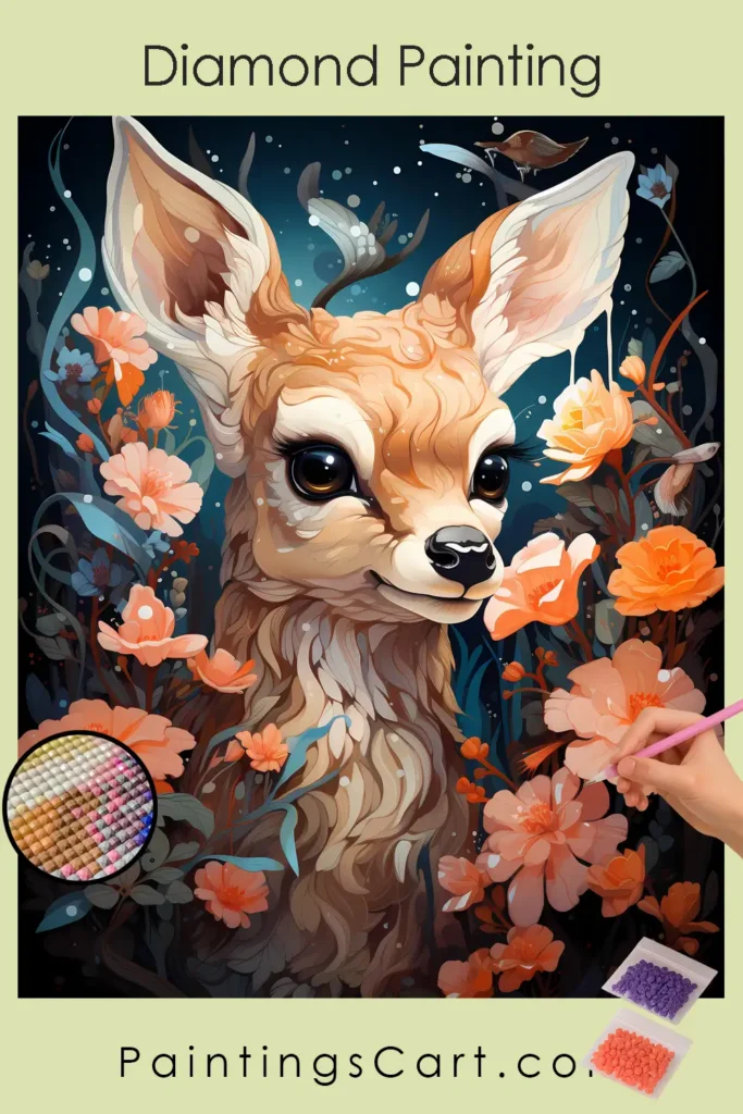 Baby Deer and Flowers 1 Cerbiatto e Fiori