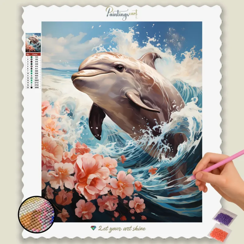 Kawaii_Animal_302035_base-diamond-painting-paintingscart Whale in the Sea