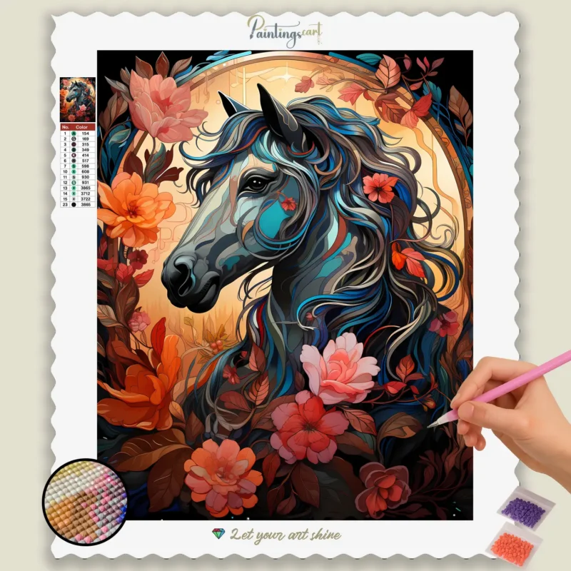 Kawaii_Fall_492394_base-diamond-painting-paintingscart Black Horse Kawaii
