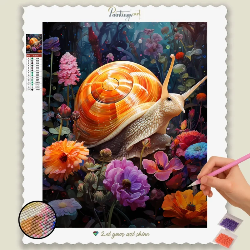 Colorful Flowers and Snail