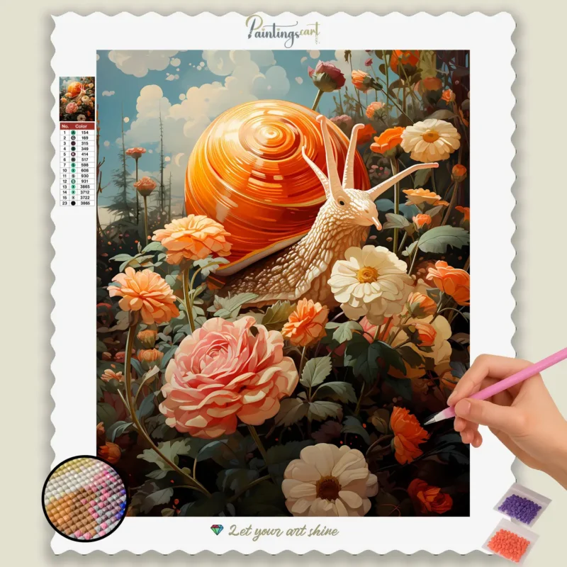 Kawaii_Spring_452662_base-diamond-painting-paintingscart Fiori e Carina Lumaca