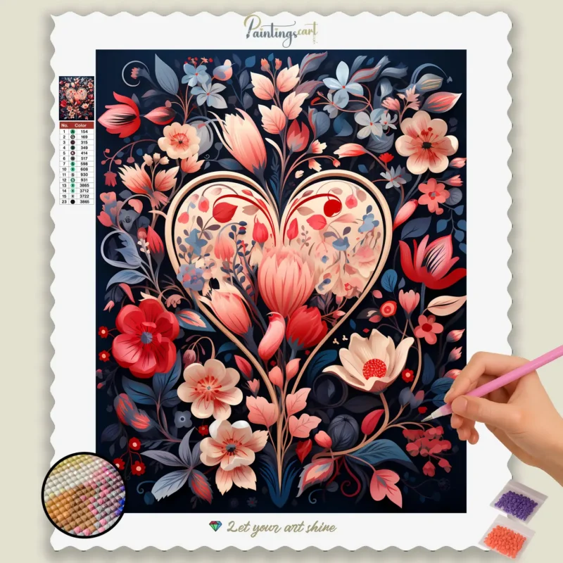 Kawaii_Valentines_Day_272745_base-diamond-painting-paintingscart Cuore e Fiori Kawaii