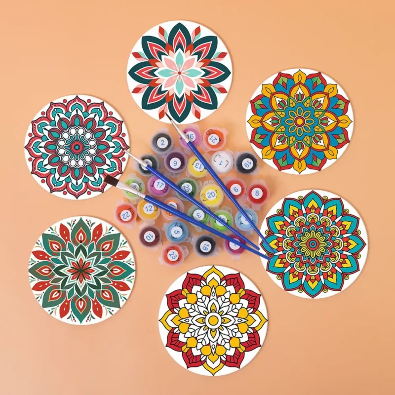 Sottobicchieri Personalizzati Mandala Art Fai Da Te - Dipingi per Numeri