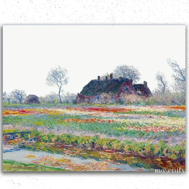 Hus i Farverige Marker - Claude Monet