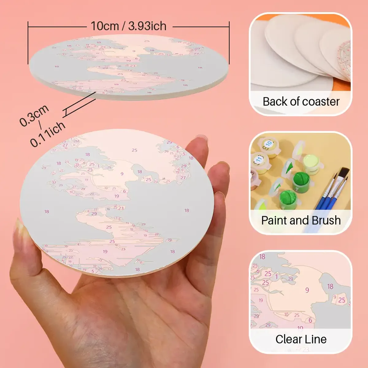 The Mountain Coasters - DIY Paint by Numbers 3 Mountain Coasters 7 1 1 DIY paintings - Paint by numbers - Diamond Painting