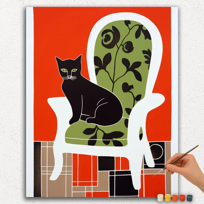 Cat in The Chair - Malen nach Zahlen