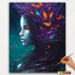 Das majestätische Mädchen und die Schmetterlinge