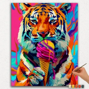 Tiger and Ice-Cream - Paint by Numbers