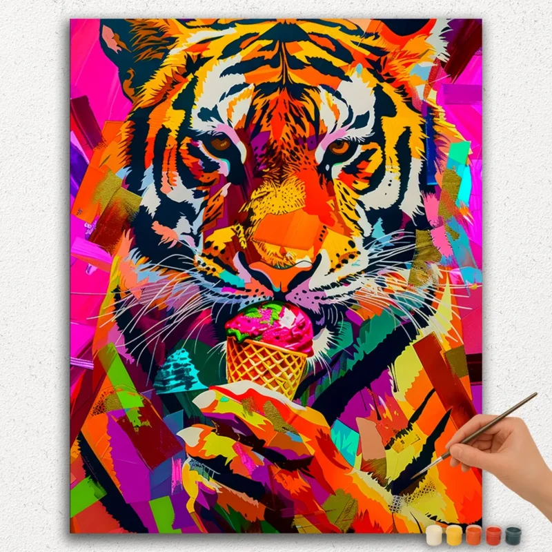 Tigre Disfrutando Helado Pintar por Números