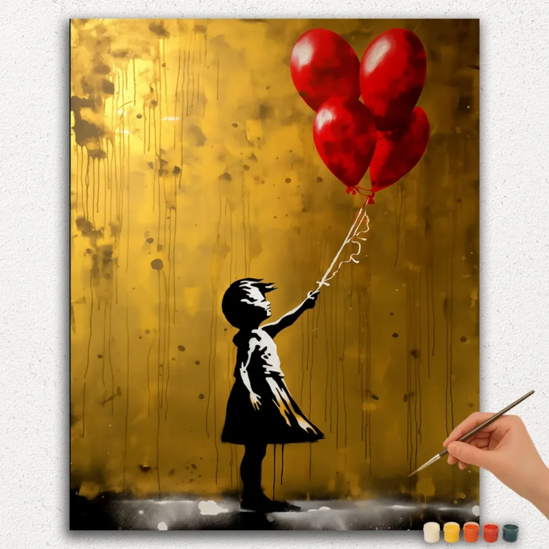 Paint-By-Numbers-DIamond-Painting-Ver-JPE-73 Girl With Balloons - Paint by Numbers