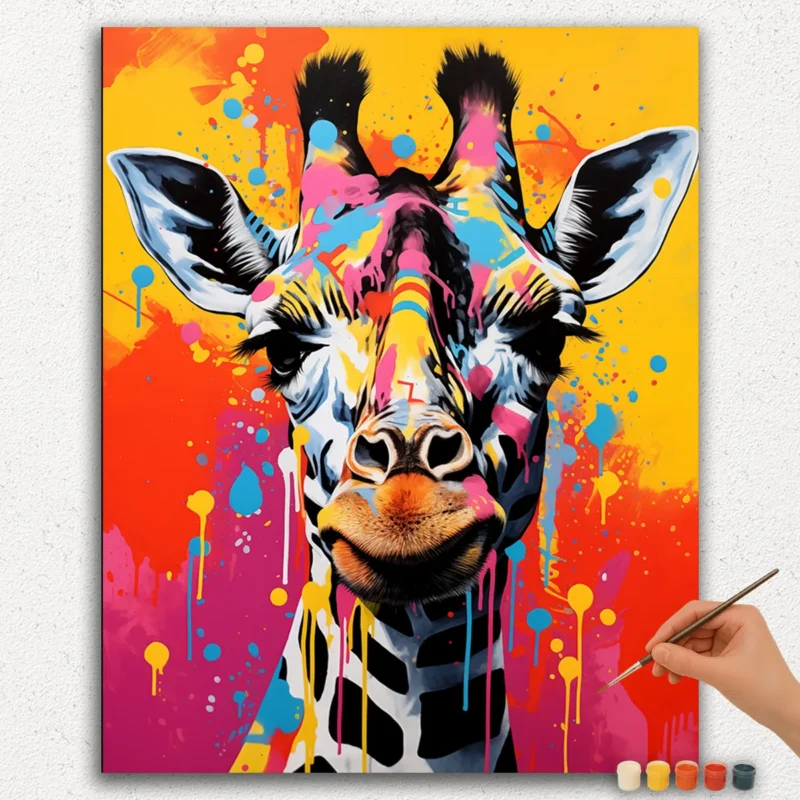 Paint-By-Numbers-Diamant-Malerei-Ver-JPE-74 Colorful Giraffe - Paint By Numbers