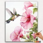 Bird and Pink Flower - Dipingi per Numeri