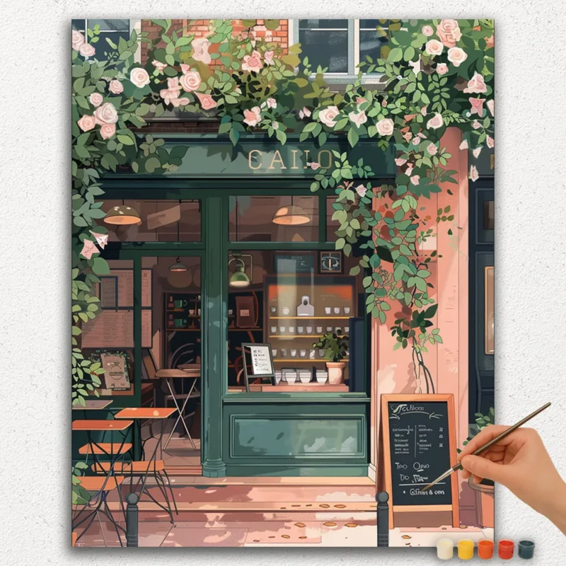 Paint-By-Numbers-DIamond-Painting-Ver-PNV-150 Det Smukke Cafe