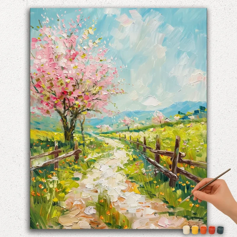 Rosa blommor på träd