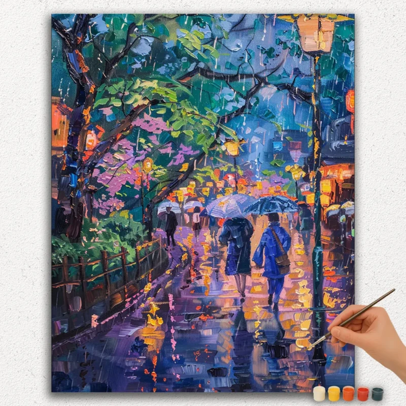 Paint-By-Numbers-DIamond-Painting-Ver-PNV-170 Det regner i byen