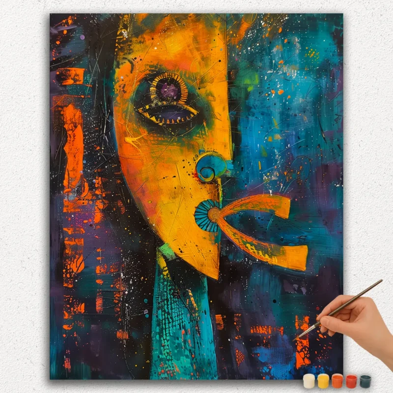 Verf-op-Nummers-Diamant-Schilderen-Ver-PNV-247 Vrouw Abstracte Kunst