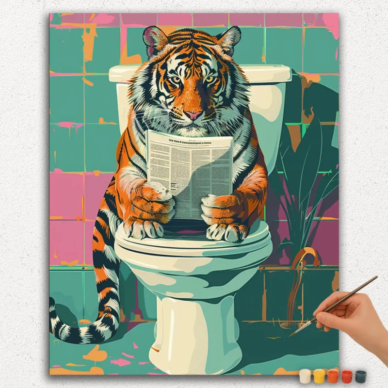 Pintura por Números - Pintura de Diamantes - Ver PNV-352 Tigre en el Baño