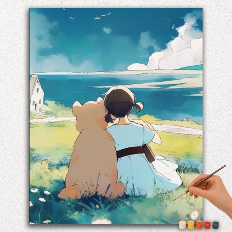 Paint-By-Numbers-DIamond-Painting-Ver-PNV-37 Girl with her Friend