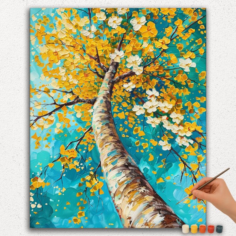 Pittura per Numeri-Diamante-Pittura-Ver-PNV-82 Foglie Dorate