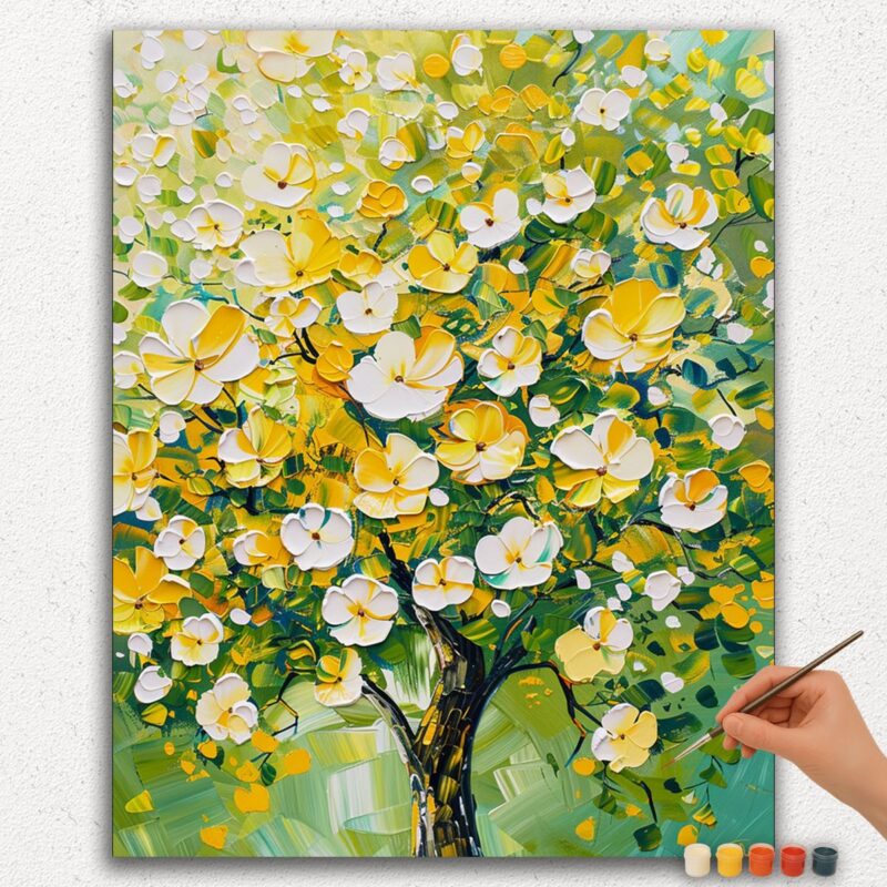 Paint-By-Numbers-DIamond-Painting-Ver-PNV-84 Tree With Golden Leaves