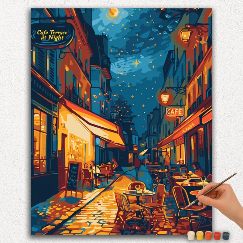 Paint-By-Numbers-DIamond-Painting-Ver-PNV-92 Cafe at Night