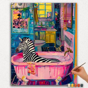 Zebra nella Vasca da Bagno Rosa