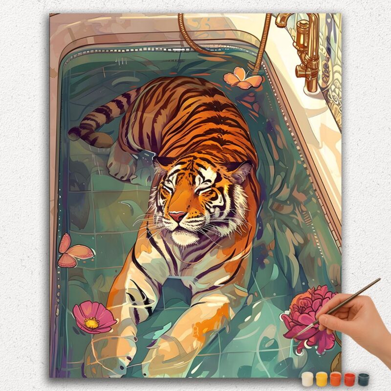 Paint-By-Numbers-DIamond-Painting-Ver-jpgg-106 Tiger in Bath Tub