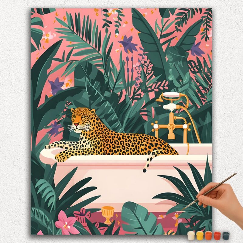 Paint-By-Numbers-DIamond-Painting-Ver-jpgg-108 Leopard in Bathtub Tropical