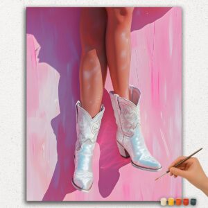 Witte laarzen en Roze Achtergrond