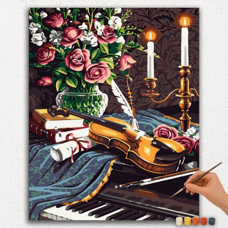 Peinture-par-Numéros-Diamant-Peinture-Ver-jpgg-26 Violon et Fleurs - Peinture par numéros