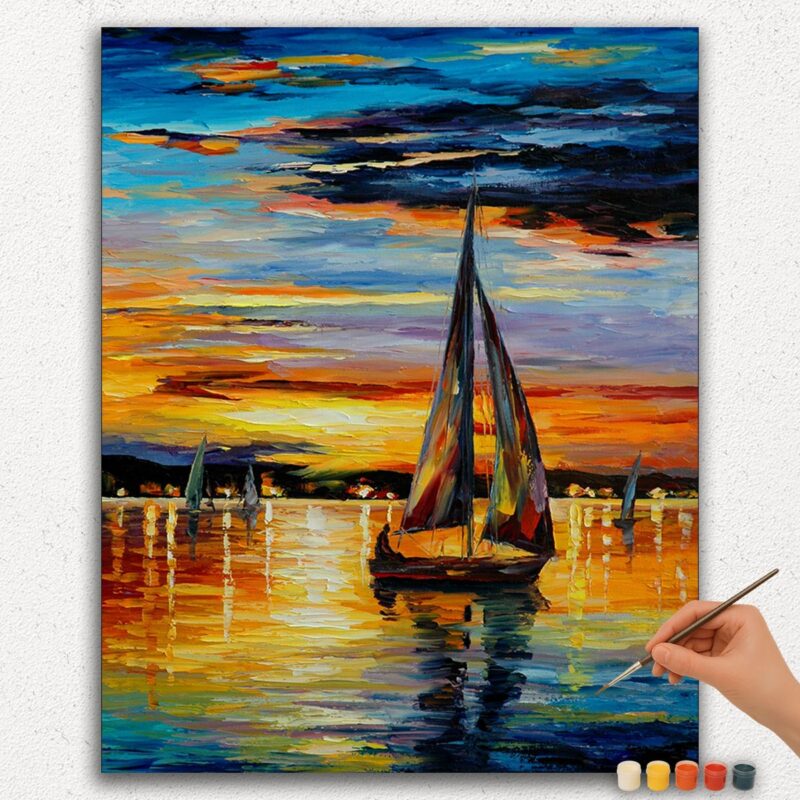 Peinture-à-Numéros-Diamant-Painting-Ver-jpgg-274 Bateau et Coucher de Soleil