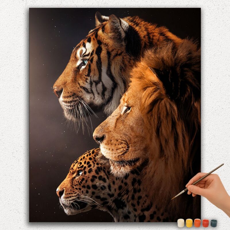 Paint-By-Numbers-DIamond-Painting-Ver-jpgg-293 Løve, Tiger og Leopard