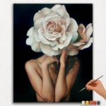 The Flowers and Woman - Peinture par numéros