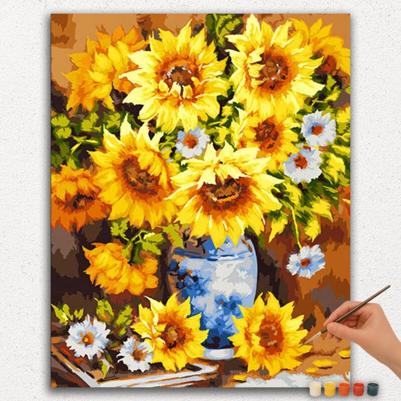 Peinture-Par-Numéros-Diamant-Peinture-Ver-jpgg-48 Tournesols dans un Vase